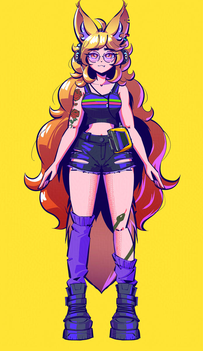 acuteferal's Live2D model artwork by altwork, showing model without jacket.